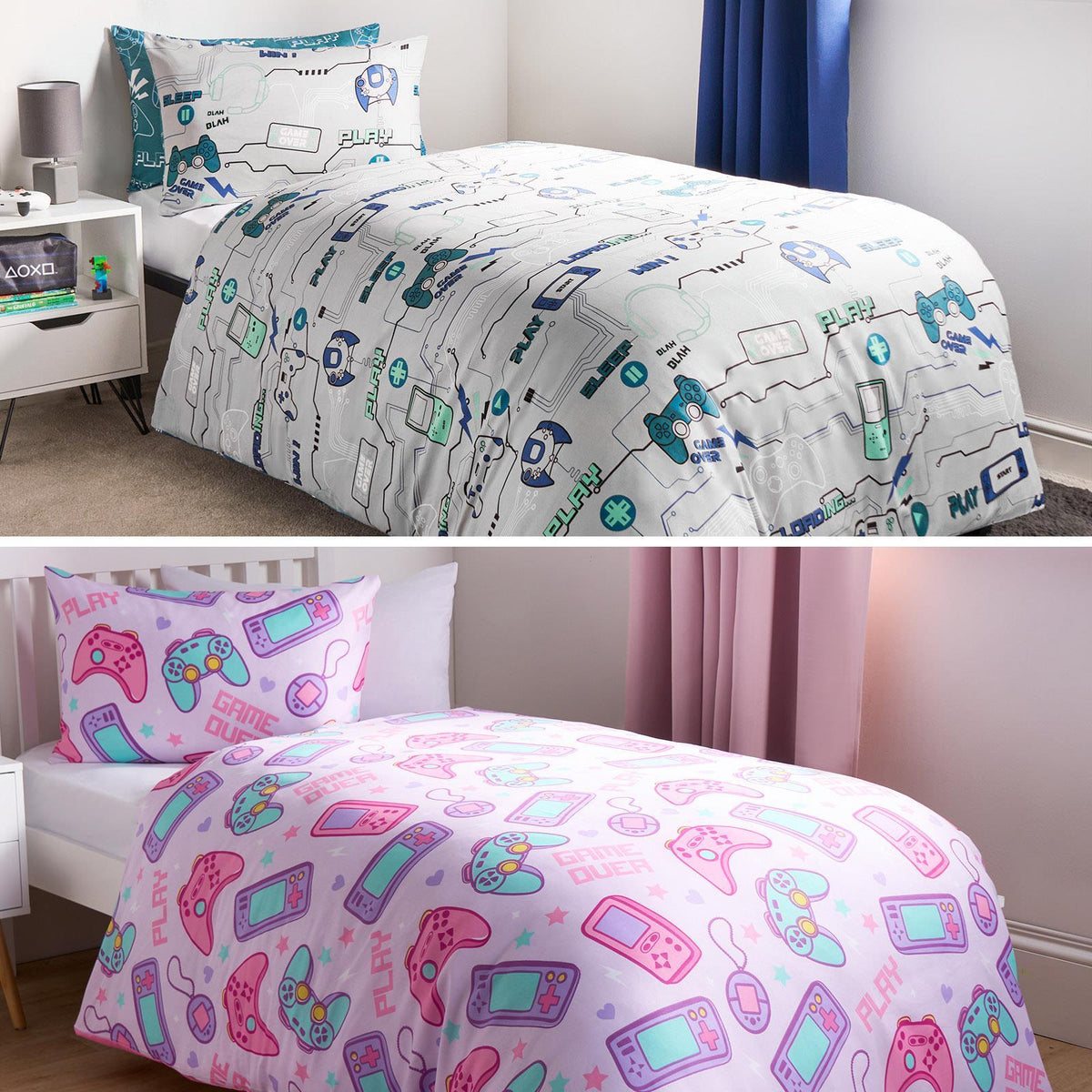 Gaming Duvet Cover Set Reversible Soft Quilt with Pillowcase Kids Bedding Single