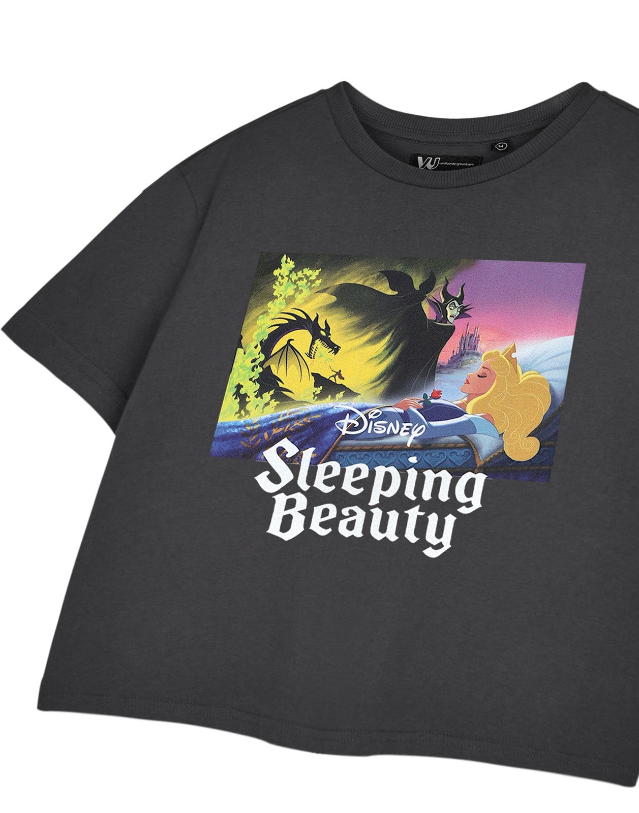 Disney Cropped Short Sleeved T-Shirt | Womens Charcoal | Official Merch