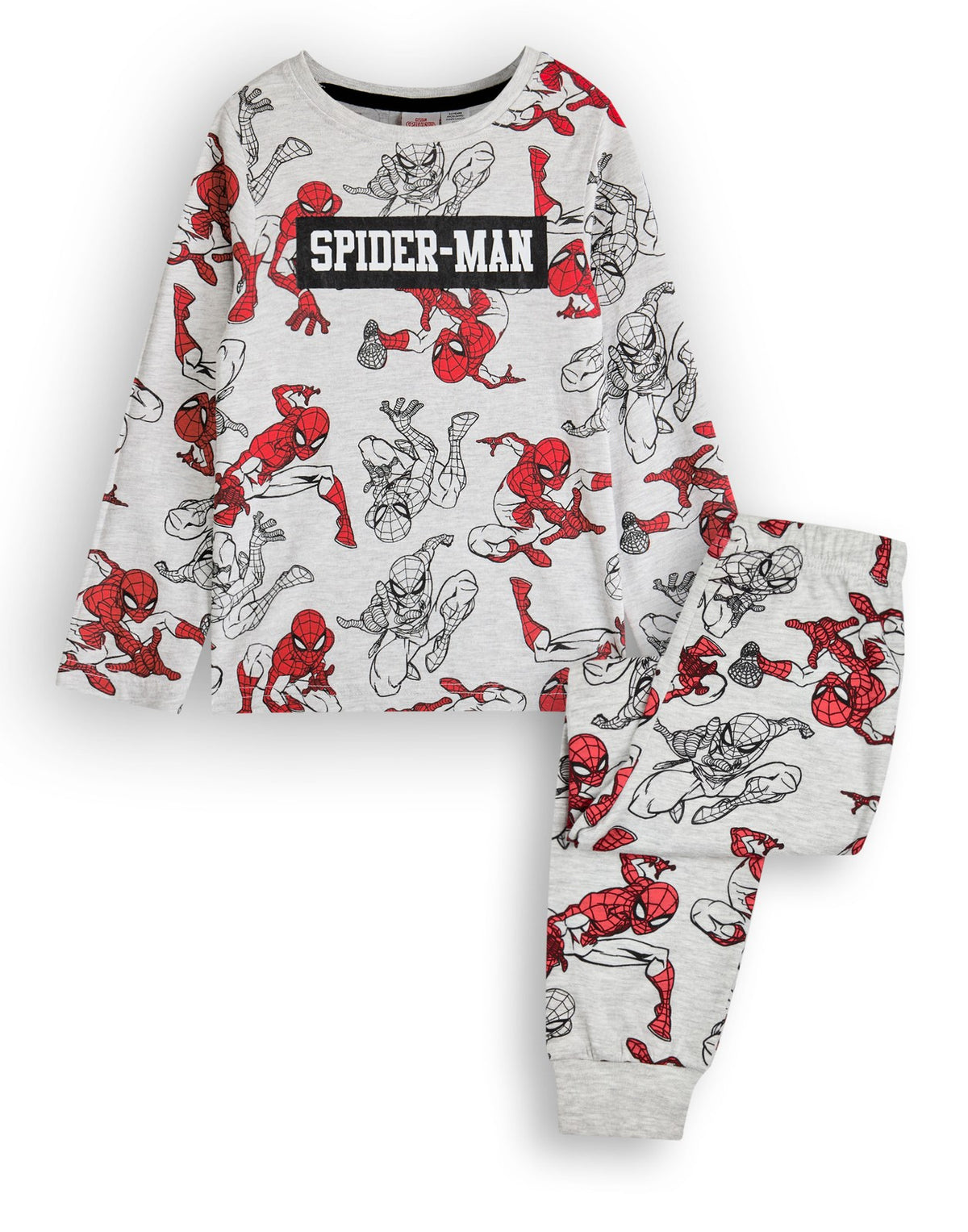 Marvel Long Sleeve Long Leg Pyjama Set | Boys Grey AOP | Official Merch