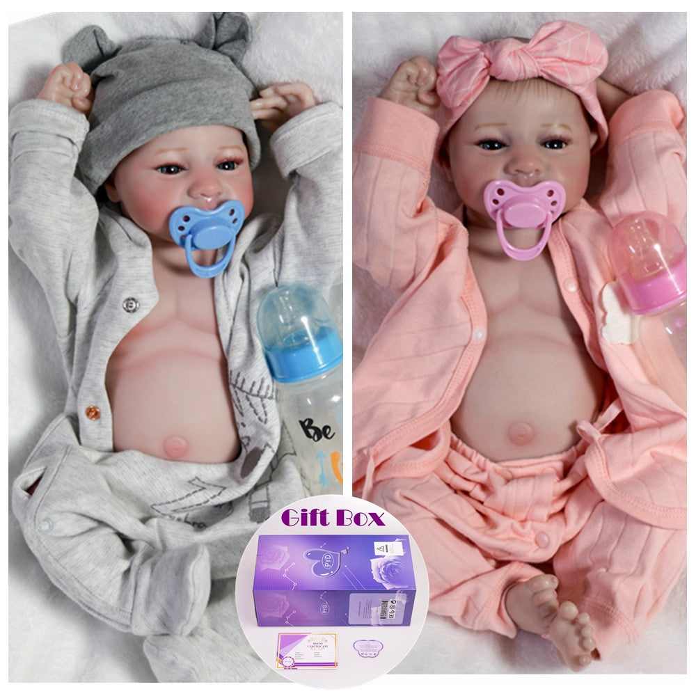 18" Realistic Reborn Baby Dolls Waterproof Newborn Girl Boy Twins Lifelike Gifts