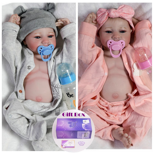 18" Realistic Reborn Baby Dolls Waterproof Newborn Girl Boy Twins Lifelike Gifts