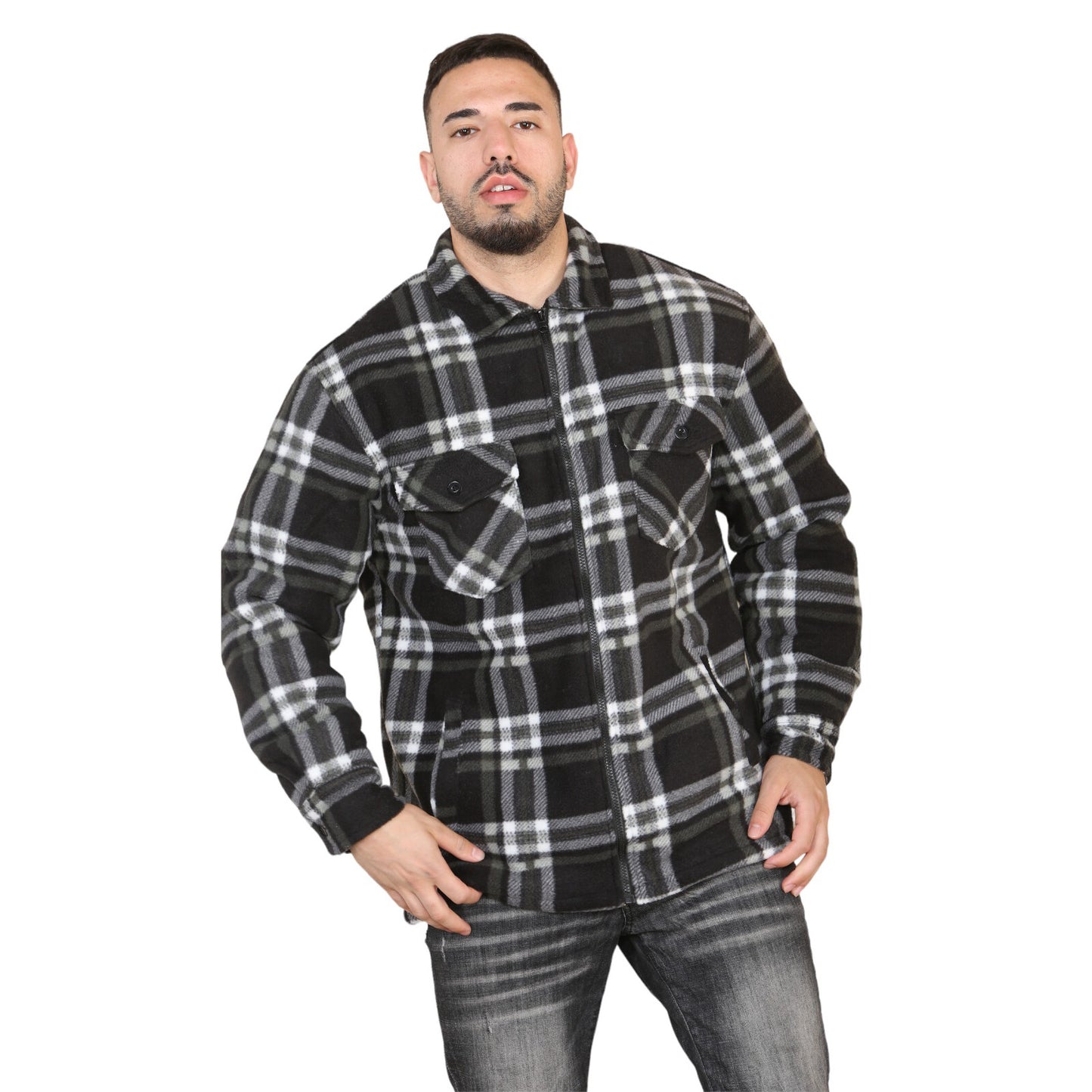 MENS PADDED SHIRT FUR LINED LUMBERJACK FLANNEL WORK JACKET WARM THICK CASUAL TOP