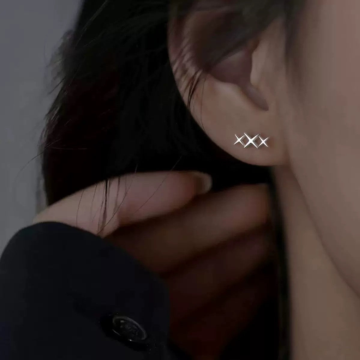 925 Sterling Silver Lovely Star Linked Stud Earrings Jewellery Women Girls Gift