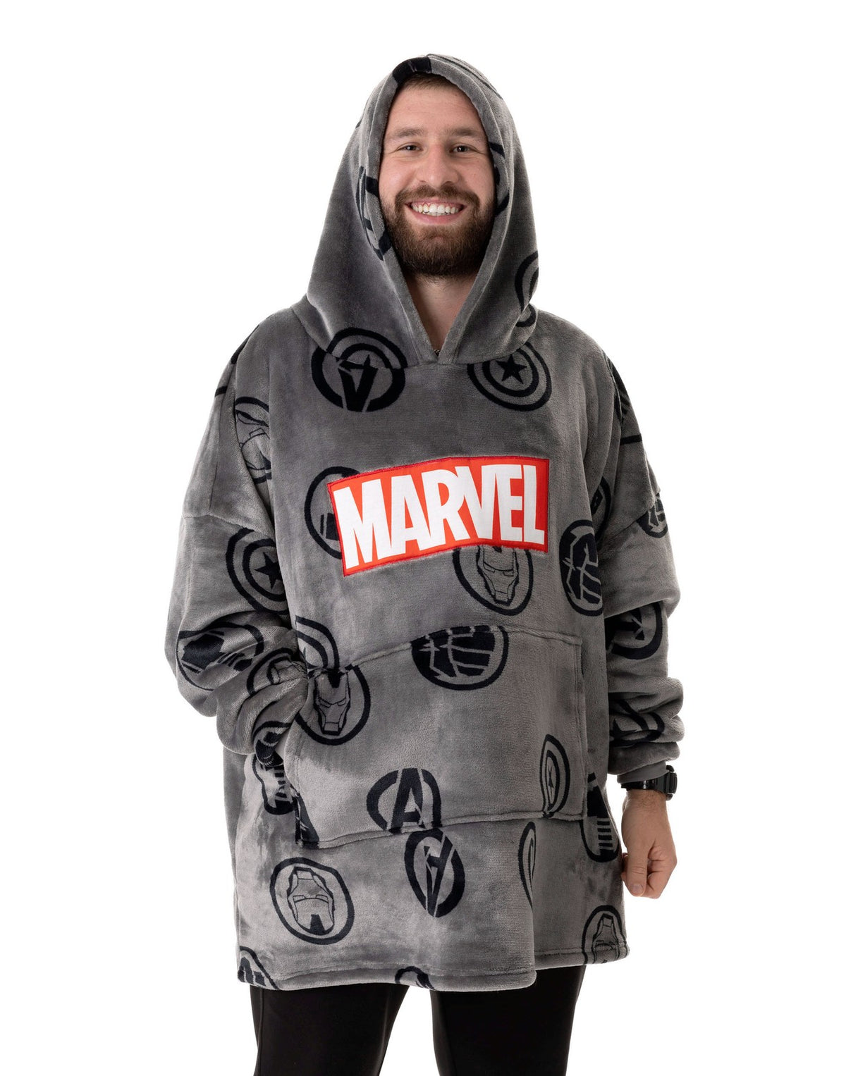 Marvel Blanket Hoodie | Mens Dark Grey | Official Merch