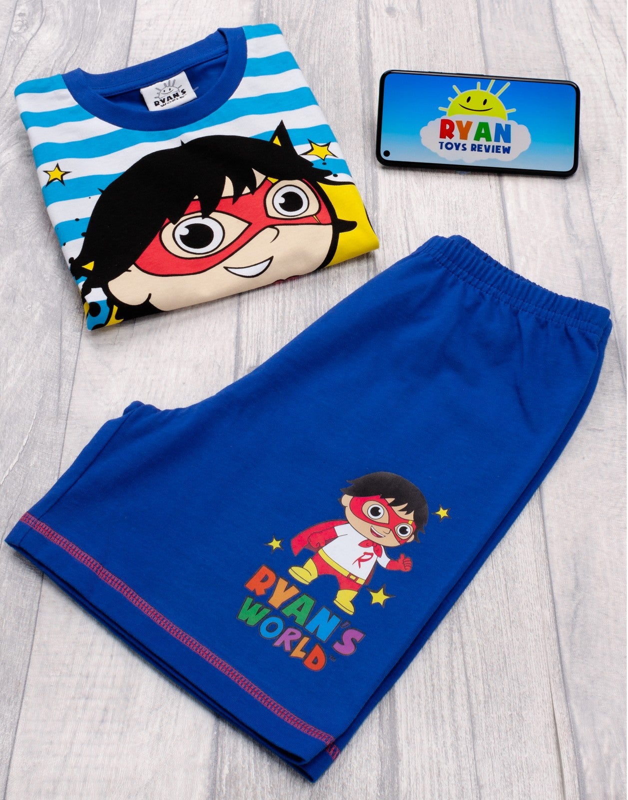 Ryans World Short Sleeve Short Leg Pyjama Set | Boys Blue | Official Merch