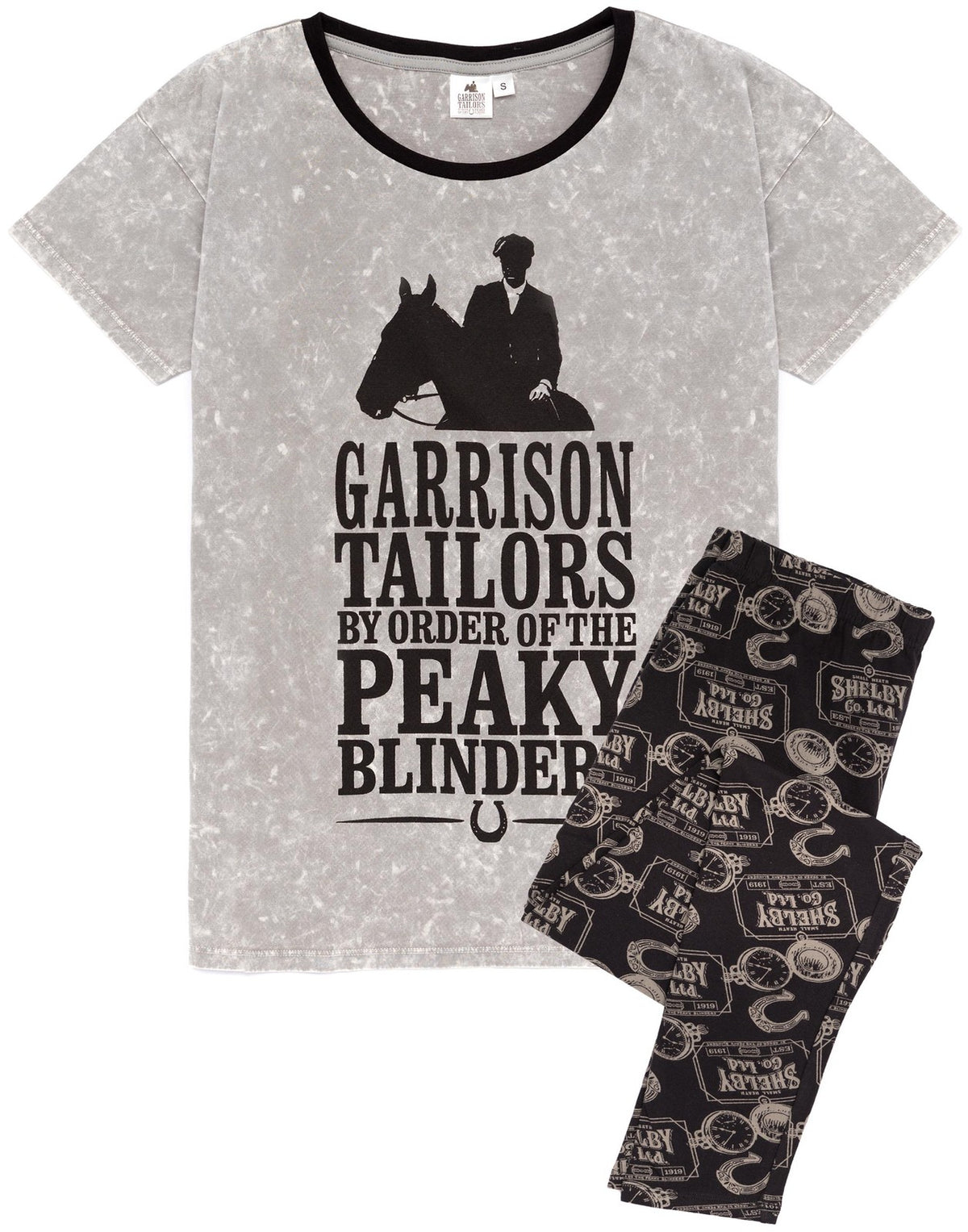 Peaky Blinders Short Sleeve Long Leg Pyjama Set | Womens Grey | Official Merch