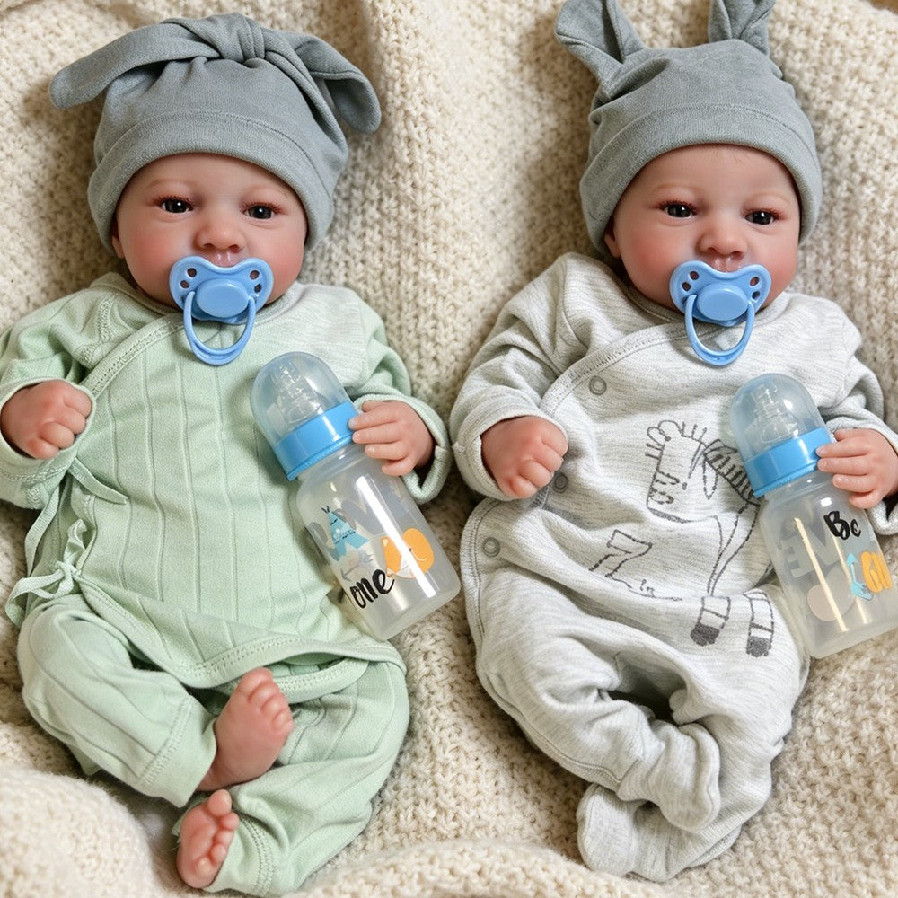 18" Real Life Reborn Dolls Newborn Boy Realistic Baby Twins Handmade Doll Gifts