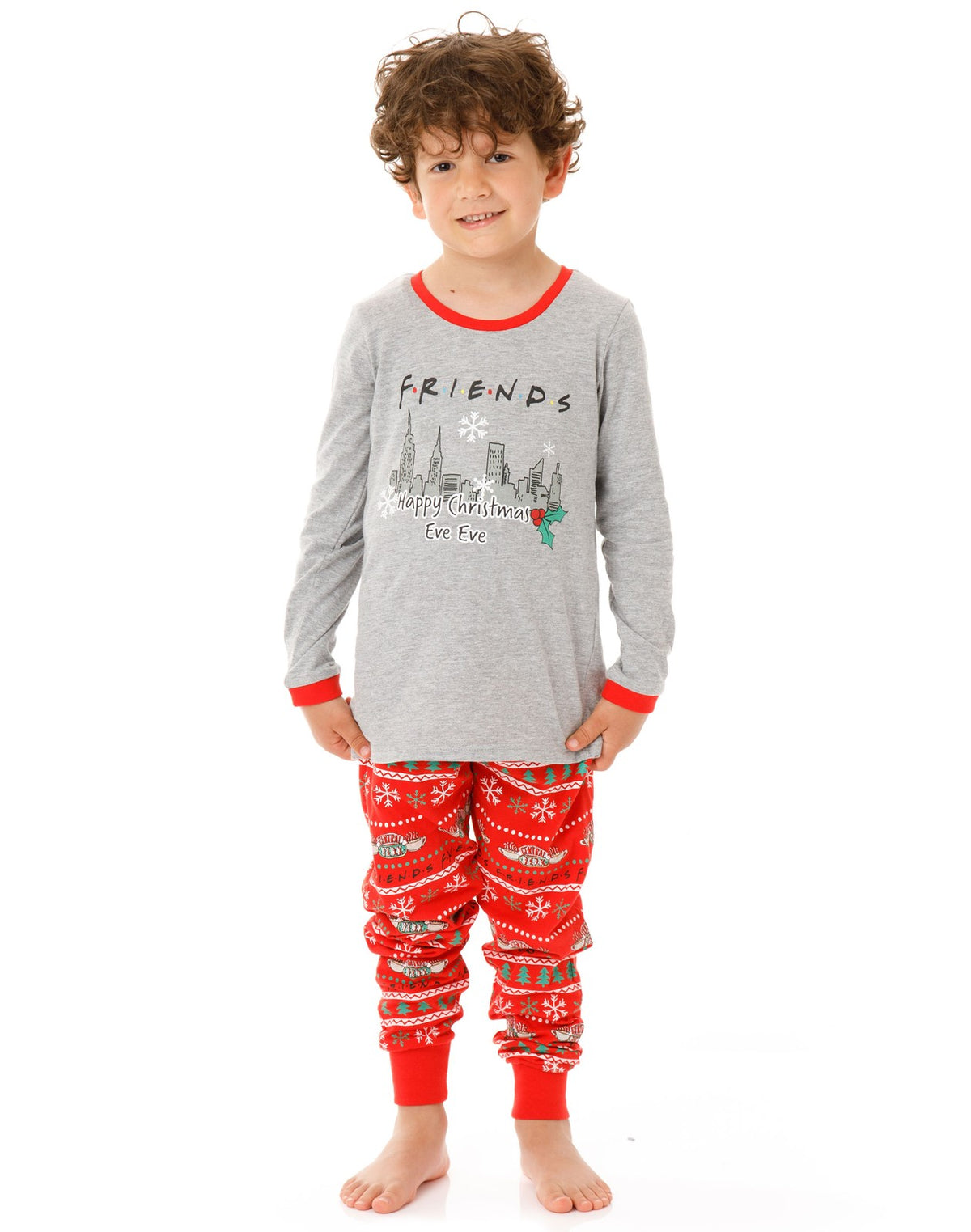 Friends Long Sleeve Long Leg Pyjama Set | Boys Red | Official Merch