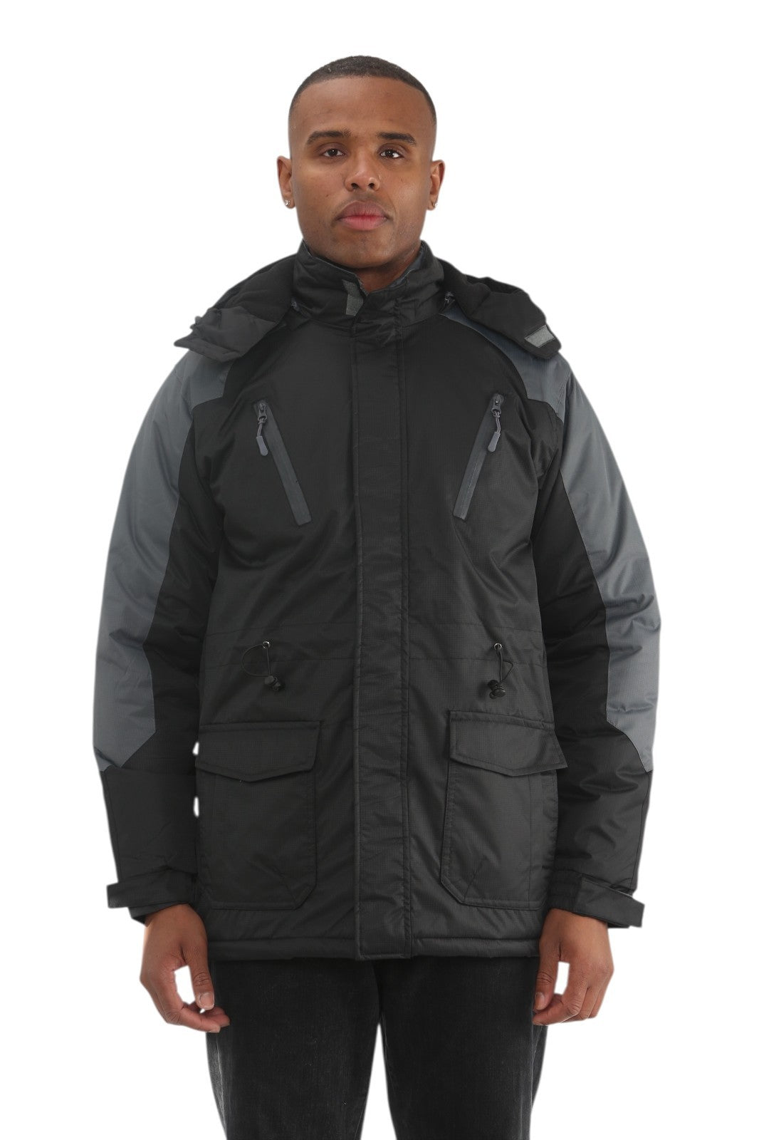 Mens Padded Winter Jacket Fleece Lined Warm Coat Hooded Waterproof Parka