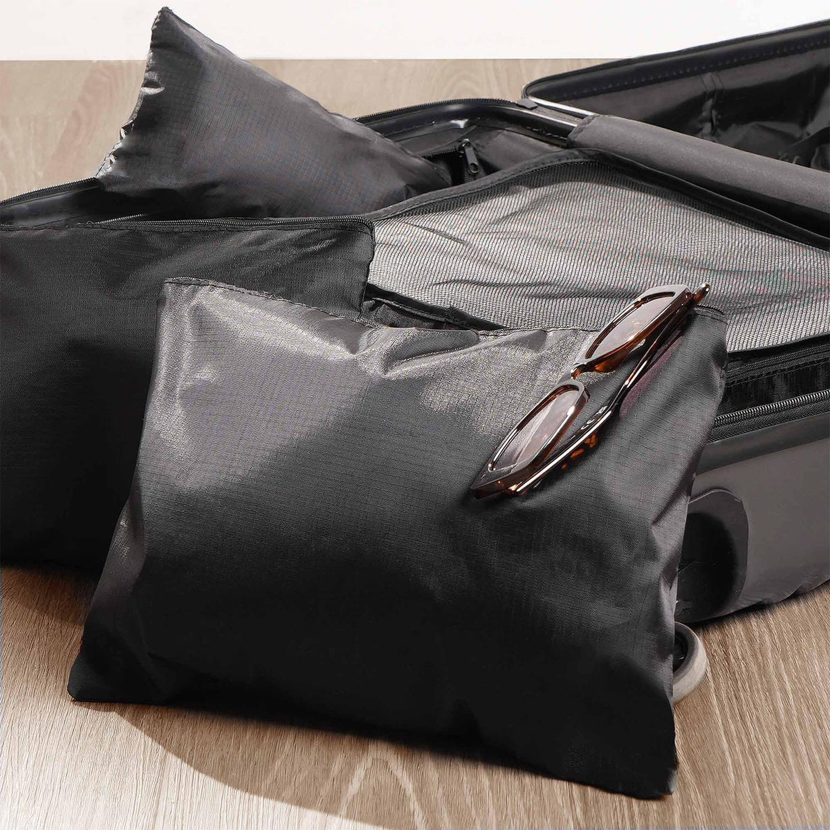 OHS Travel Bag Packing Cube Set Hand Luggage Suitcase Pouch Organiser 10pc Black