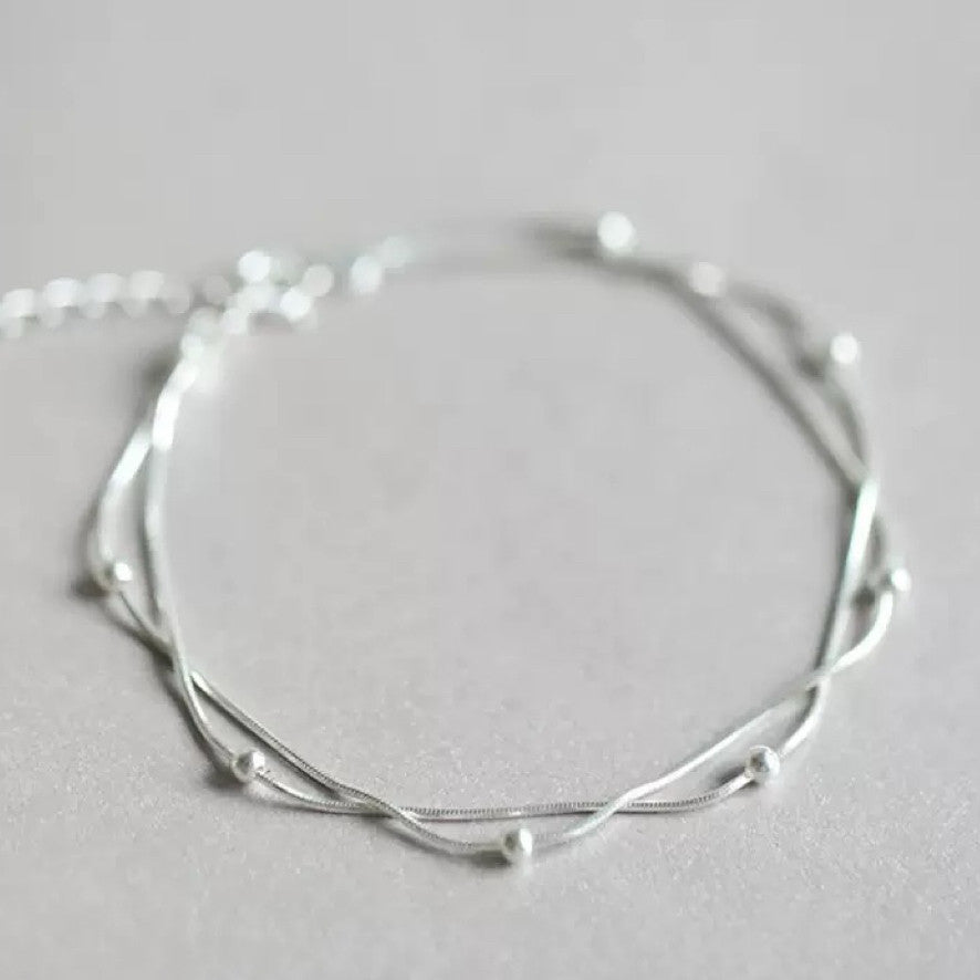 925 Sterling Silver Beaded Linked Bracelet Women Girls Jewellery Gift UK