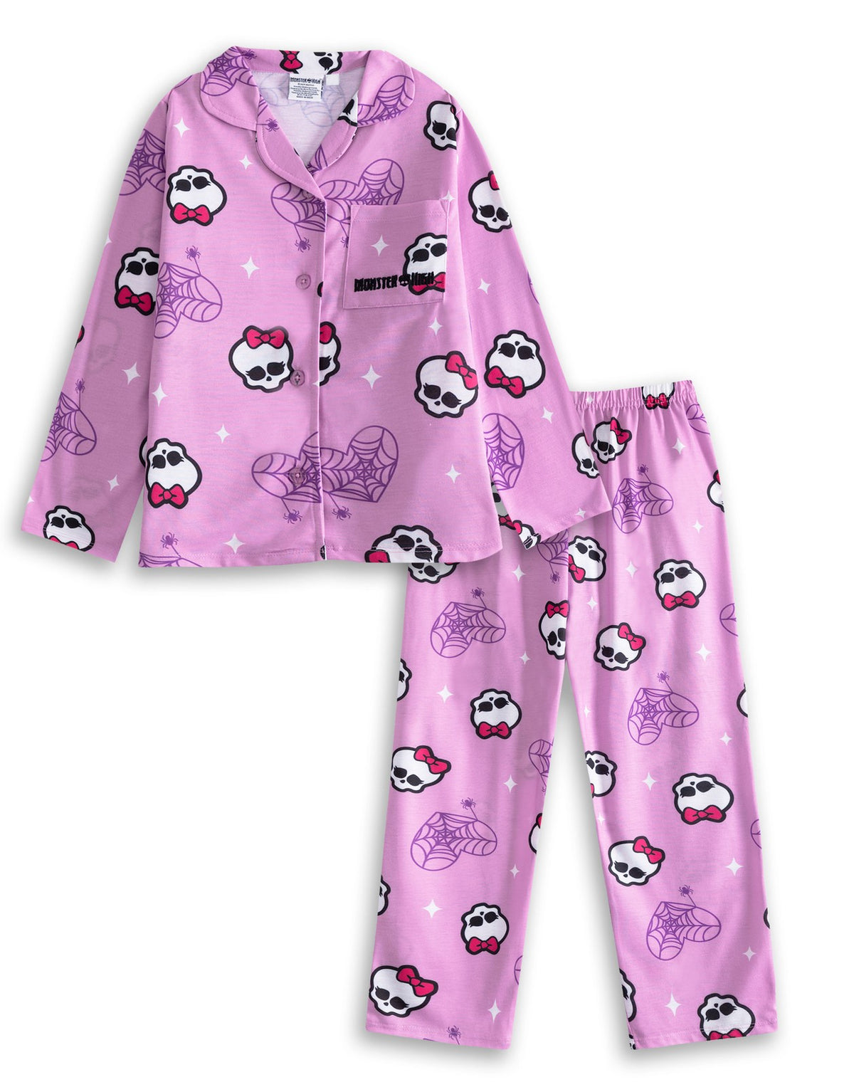 Monster High Long Sleeve Long Leg Pyjama Set | Girls Pink | Official Merch