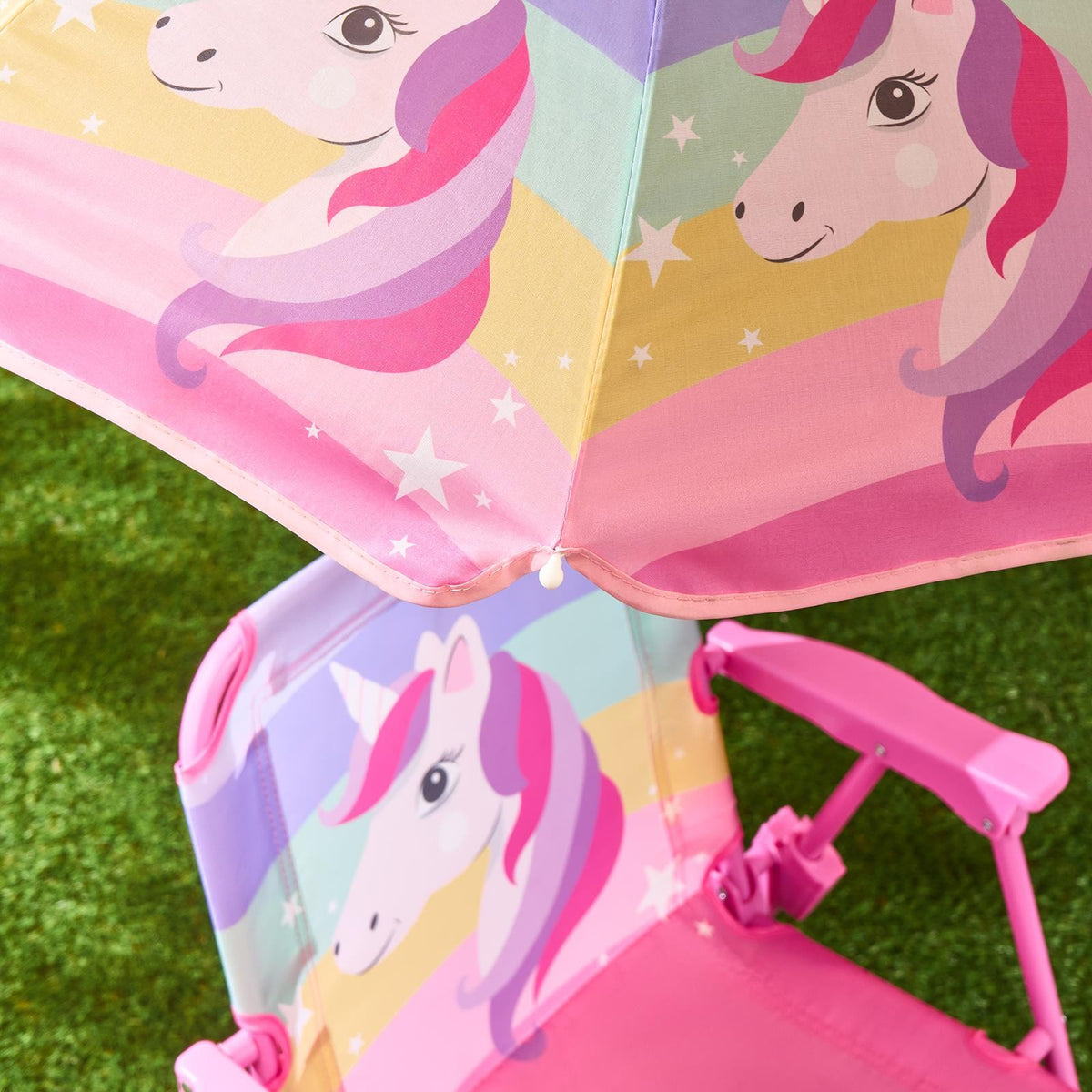 OHS Kids Unicorn Camping Chair Parasol Set Picnic Outdoor Garden Folding Seat