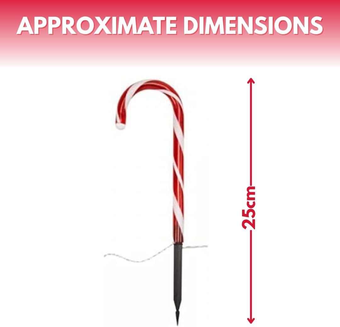 6pc Christmas Candy Cane Pathway Lights 30 LED Outdoor Garden Stake Xmas Decor