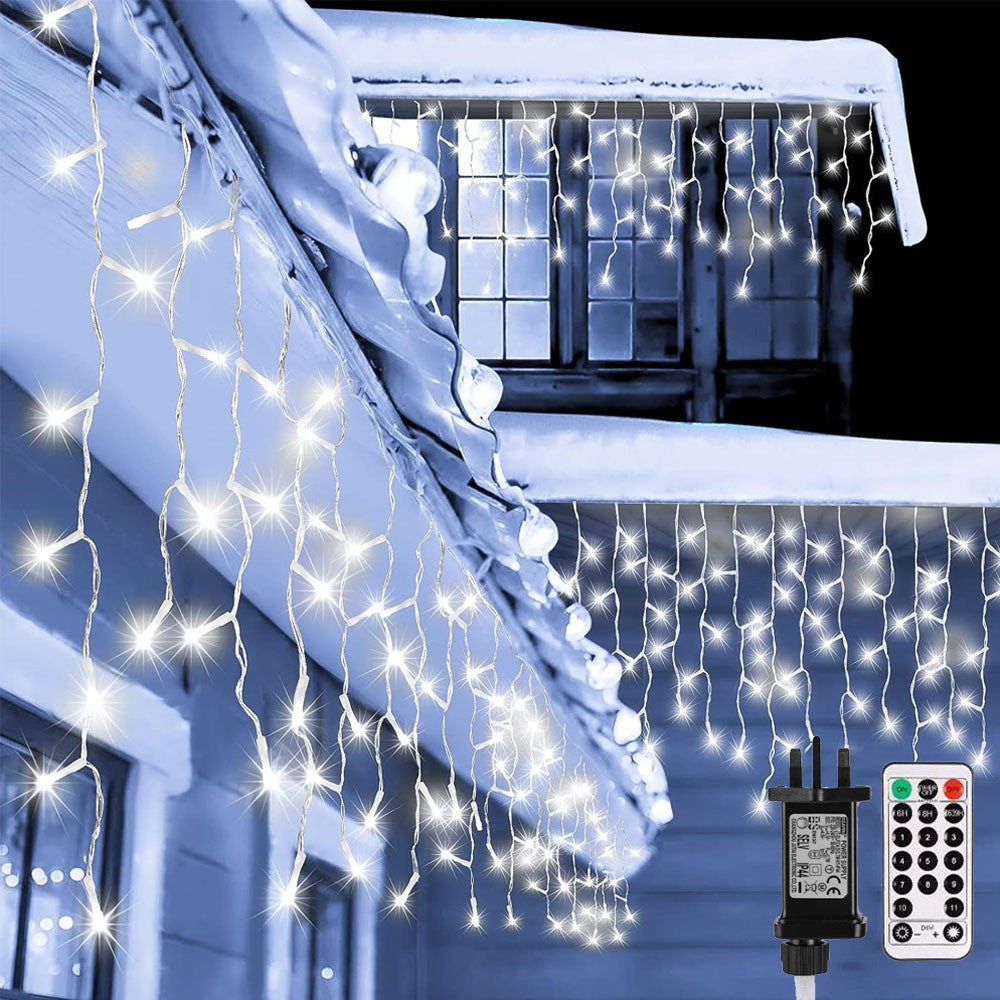 CHRISTMAS LED WHITE SNOWING ICICLE BRIGHT PARTY WEDDING XMAS OUTDOOR LIGHTS